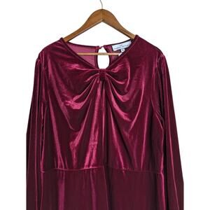 NEW Taylor Velvet Midi Dress 3X Burgundy Twist Neck Keyhole Witchy Whimsygoth